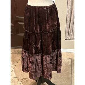 Vintage Chocolate Brown 3 Tiered Velvet Skirt